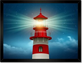 Poszterek keretben 40x30 Világítótorony éjszaka