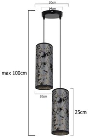 Csillár zsinóron AVALO 2xE27/60W/230V á. 20 cm szürke/fekete