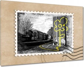 Vászonkép 120x80 Banksy sárga virág