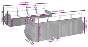 9 részes bézs polyrattan kerti ülőgarnitúra párnákkal