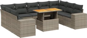 vidaXL 10 részes szürke polyrattan kerti ülőgarnitúra párnákkal