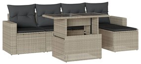 vidaXL 6 részes világosszürke polyrattan kerti ülőgarnitúra párnákkal