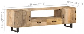 tömör mangófa TV-szekrény 160 x 30 x 45 cm