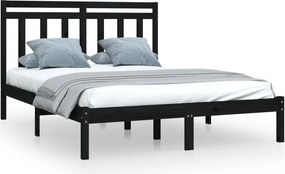 vidaXL King Size fekete tömör fa ágykeret 150 x 200 cm
