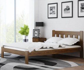 AMI nábytek Fenyőfa ágy Brita 160x200 cm, dió színben