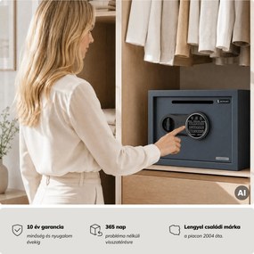 Kis bedobós széf kódzárral, elektronikus, napi bevételhez és borítékokhoz, 350x250x250 mm: PIERCE