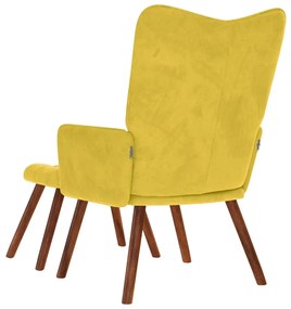 sárga bársony pihenőfotel zsámolynal