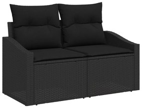 5 darabos Kerti Étkezőszett Párnákkal Fekete Poli Rattan