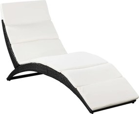 vidaXL fekete összecsukható polyrattan napozóágy párnával