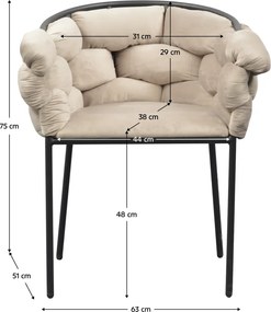 Étkezőszék, szürkésbarna Taupe Velvet szövet/fekete, DOROTA