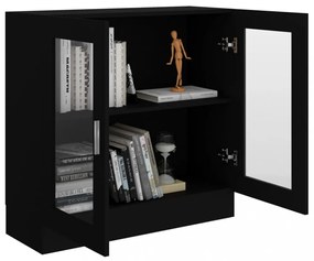 fekete szerelt fa vitrinszekrény 82,5 x 30,5 x 80 cm