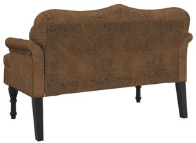 barna műbőr pad párnákkal 120,5 x 65 x 75 cm