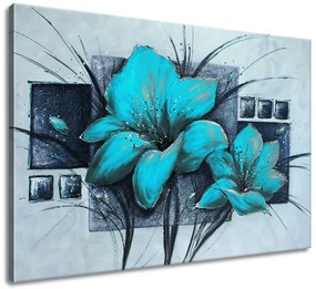 Gario Kézzel festett kép Gyönyöru kék pipacsok Méret: 100 x 70 cm