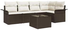 vidaXL Kerti Kanapé Szett párnával 6 pcs polirattan