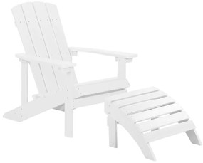 Fehér kerti szék lábtartóval ADIRONDACK   Beliani