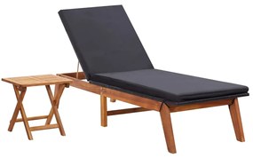 vidaXL polyrattan és tömör akácfa napozóágy asztallal