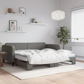 sötétszürke kihúzható szövet heverő matracokkal 100 x 200 cm