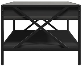 fekete végtelen hatású LED-es dohányzóasztal 90 x 50 x 38 cm