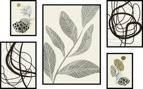 Növény grafikák poszter szett absztrakt képek