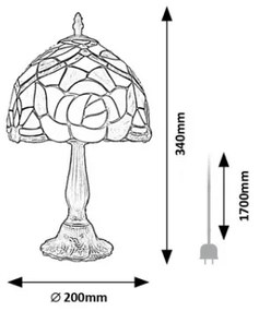 Brilagi - Tiffany vitrázs asztali lámpa GARLAN 1xE14/40W/230V