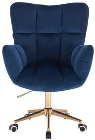 HR650K Tengerkék modern velúr szék arany lábbal