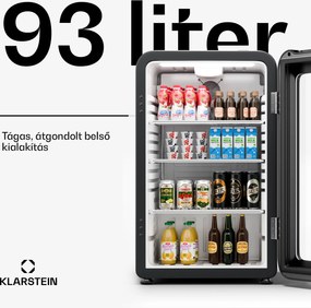 Klarstein Audrey Evo italhűtő, Rretro kivitel, üvegajtó, 93 L, EEK C
