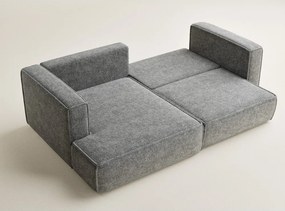 Szürke zsenília kinyitható-tárolóhelyes sarokkanapé (bal oldali-heverő résszel) Velto – Maison de Rêve