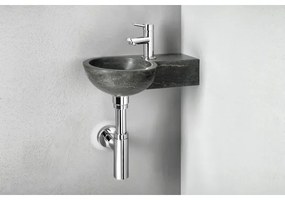 Sapho - Sarok falra szerelhető mosdó BLOK 40x23 cm jobb/antracit