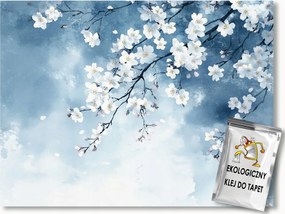 Fotótapéta Flizelina Természet Fa Ág Fehér Cseresznye Virágok 416x254 ragasztó