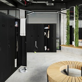 KACPER négyrekeszes BHP öltözőszekrény, 800 x 1800 x 500 mm, fekete