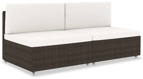 vidaXL 2 személyes barna elemes polyrattan kanapé