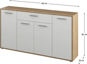 Komód, sonoma tölgy/fehér, LUNIA