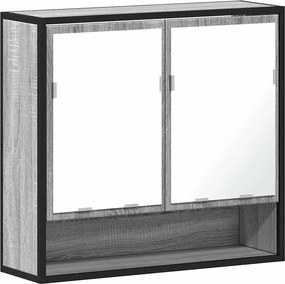 vidaXL szürke sonoma színű szerelt fa tükrös szekrény 65x20x60 cm