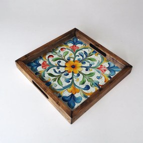 Tömör fa tálca 35 × 35 × 4 cm