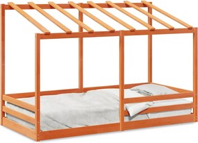 vidaXL viaszbarna tömör fenyőfa gyerekágy tetővel 80 x 200 cm