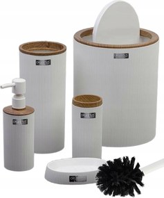 Fürdőszoba szett Kely Round white/wood elegáns Wc szett 5in1