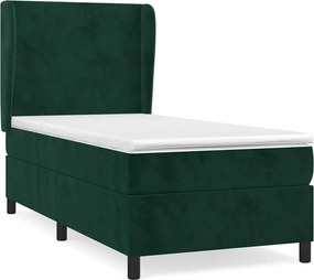 vidaXL sötétzöld bársony rugós ágy matraccal 100 x 200 cm