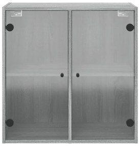 szürke sonoma színű faliszekrény üvegajtókkal 68 x 37 x 68,5 cm