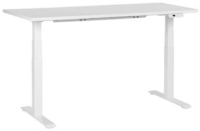 Fehér elektromosan állítható íróasztal 160 x 72 cm DESTINES Beliani