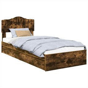vidaXL Tárolós Ágy fejtámlával Füstölt tölgy 70 x 190 cm Faanyag
