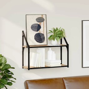 Falpolc polcokkal kézműves tölgy 60 x 21 x 51 cm Faanyag