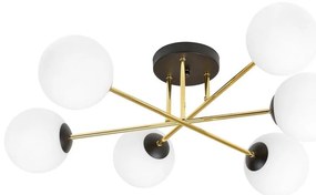 Csillár rúdon  MAGNUM 6xE14/10W/230V fehér/arany/fekete