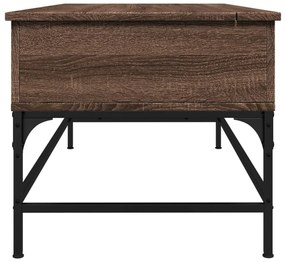 barna tölgyszínű szerelt fa és fém dohányzóasztal 100x50x45 cm