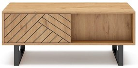 Natúr színű dohányzóasztal tölgyfa dekorral 55x110 cm Madona – Marckeric