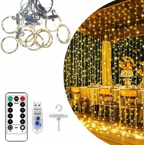 Led Fényfüggöny 3x3 Karácsonyi Lámpa 300LED Karácsonyfa Füzér Meleg