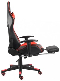 piros PVC forgó gamer szék lábtartóval