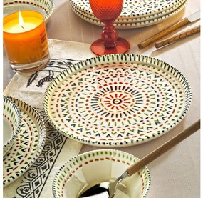 12 darabos, élénk színű porcelán étkészlet