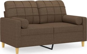 vidaXL 2 személyes barna szövet kanapé díszpárnákkal 120 cm