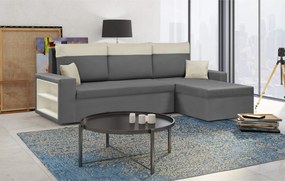 PAVEL Kinyitható sarokkanapé Szürke/krém