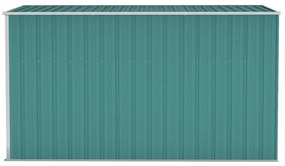 zöld acél falhoz erősíthető kerti fészer 118 x 288 x 178 cm